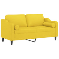 Divano a 2 Posti con Cuscini-Sofa 2 Posti con Cuscini Giallo Chiaro 140 cm in Tessuto 955155