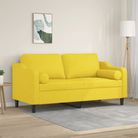 Divano a 2 Posti con Cuscini-Sofa 2 Posti con Cuscini Giallo Chiaro 140 cm in Tessuto 955155