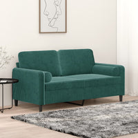 Divano a 2 Posti con Cuscini Verde Scuro 140 cm in Vellutocod mxl 118933