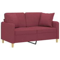 vidaXL Divano a 2 Posti con Cuscini Rosso Vino 120 cm in Tessuto