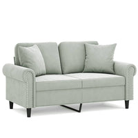 Divano a 2 Posti con Cuscini-Sofa 2 Posti con Cuscini Grigio Chiaro 120 cm in Velluto 653889