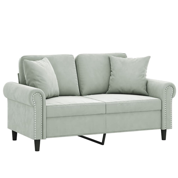Divano a 2 Posti con Cuscini-Sofa 2 Posti con Cuscini Grigio Chiaro 120 cm in Velluto 653889