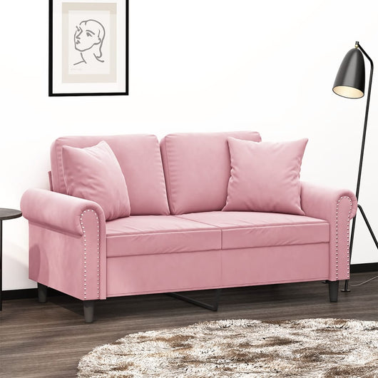 Divano a 2 Posti con Cuscini Rosa 120 cm in Vellutocod mxl 123076