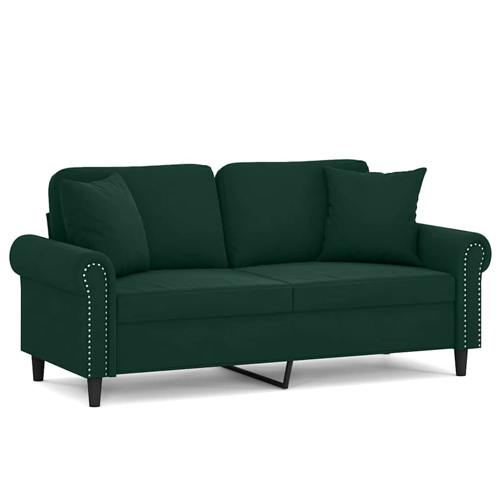 Divano a 2 Posti con Cuscini-Sofa 2 Posti con Cuscini Verde Scuro 140 cm in Velluto 682242