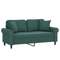 Divano a 2 Posti con Cuscini-Sofa 2 Posti con Cuscini Verde Scuro 140 cm in Velluto 682242