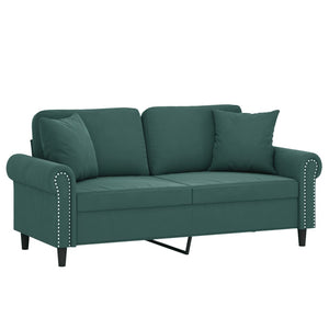 Divano a 2 Posti con Cuscini-Sofa 2 Posti con Cuscini Verde Scuro 140 cm in Velluto 682242