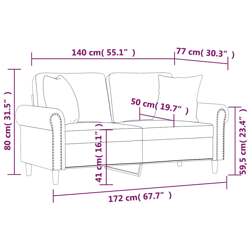 Divano a 2 Posti con Cuscini-Sofa 2 Posti con Cuscini Verde Scuro 140 cm in Velluto 682242