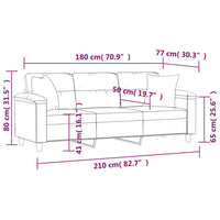 Divano a 3 Posti con Cuscini Nero 180 cm Tessuto Microfibra 3200980
