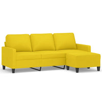 Divano a 3 Posti con Poggiapiedi-Sofa 3 Posti con Poggiapiedi Giallo Chiaro 180cm in Tessuto 763505