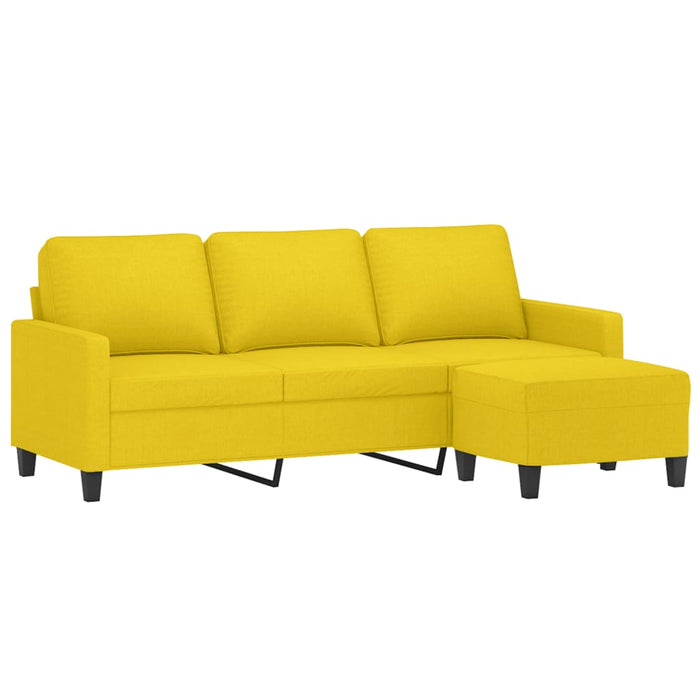 Divano a 3 Posti con Poggiapiedi-Sofa 3 Posti con Poggiapiedi Giallo Chiaro 180cm in Tessuto 763505
