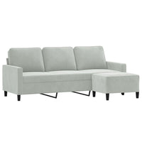 Divano a 3 Posti con Poggiapiedi-Sofa 3 Posti con Poggiapiedi Grigio Chiaro 180cm in Velluto 810109
