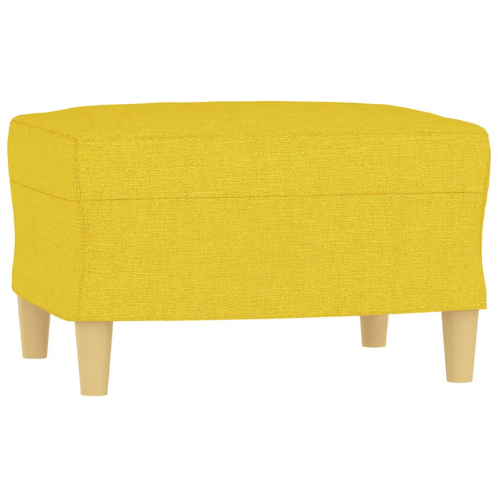 Divano a 3 Posti con Poggiapiedi-Sofa 3 Posti con Poggiapiedi Giallo Chiaro 180cm in Tessuto 122664