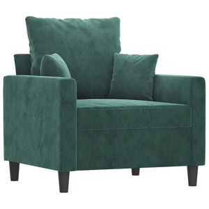Poltroncina con Poggiapiedi Verde Scuro 60 cm in Velluto