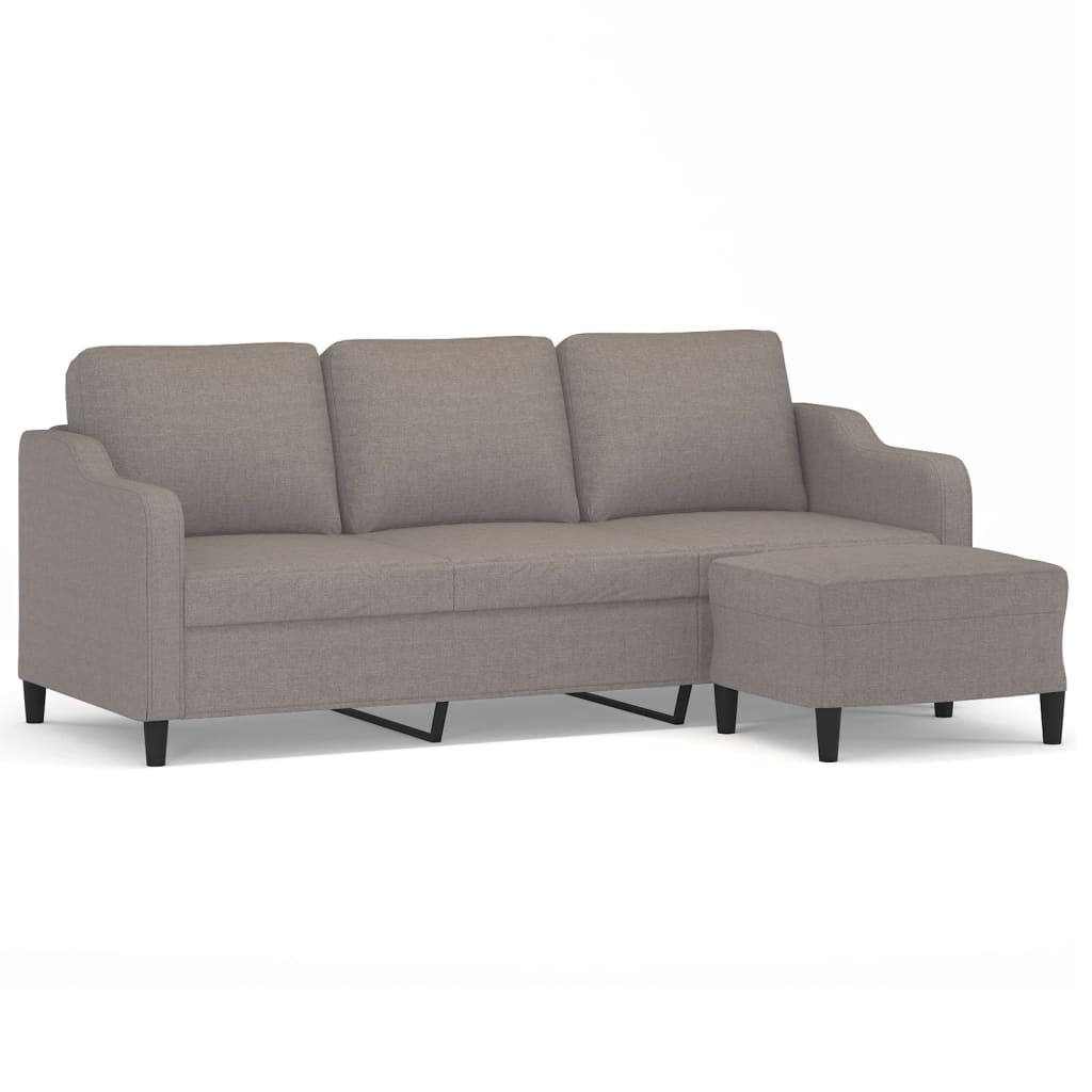 Divano a 3 Posti con Poggiapiedi-Sofa 3 Posti con Poggiapiedi Tortora 180 cm in Tessuto 217237