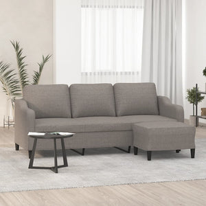 Divano a 3 Posti con Poggiapiedi-Sofa 3 Posti con Poggiapiedi Tortora 180 cm in Tessuto 217237