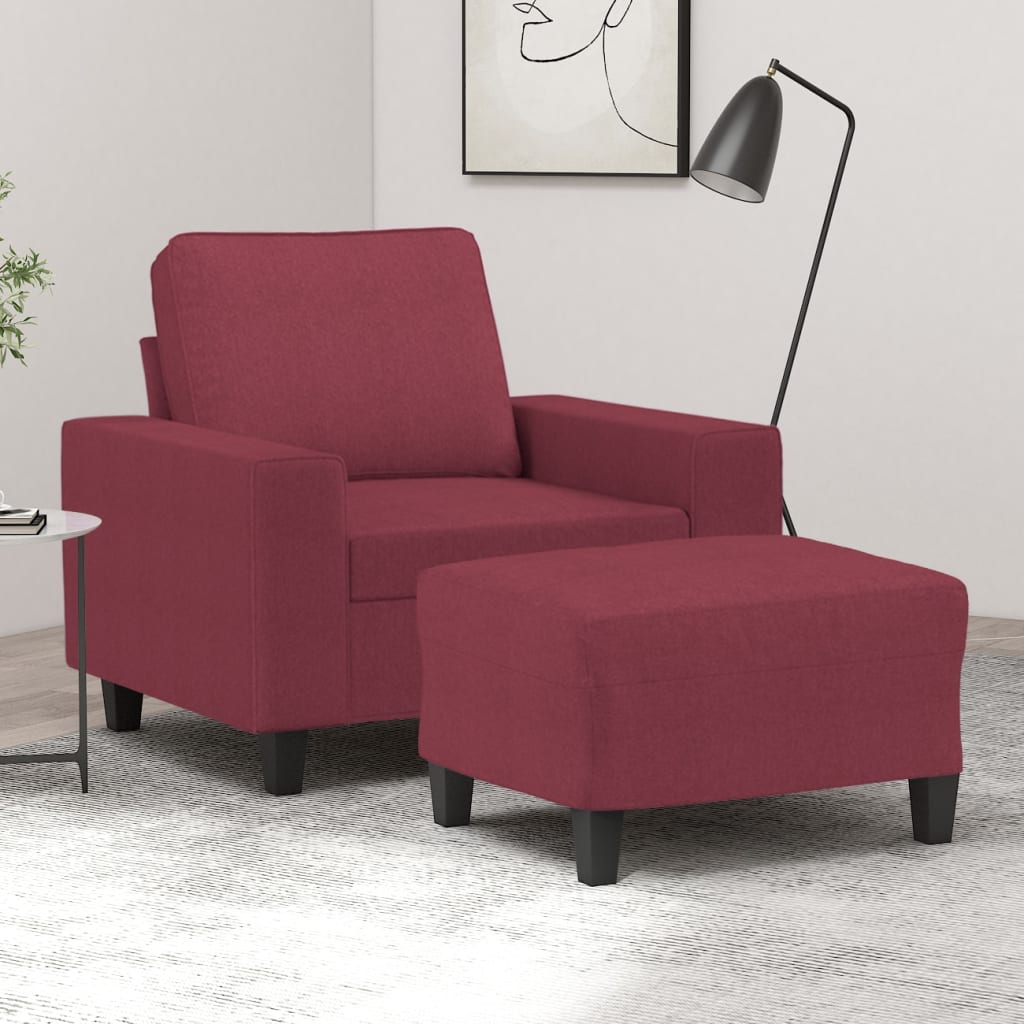 Poltrona con Poggiapiedi Rosso Vino 60 cm in Tessutocod mxl 120708