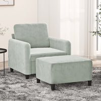 Poltrona con Poggiapiedi Grigio Chiaro 60 cm in Vellutocod mxl 96787