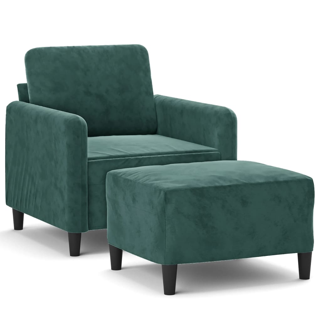 Poltroncina con Poggiapiedi Verde Scuro 60 cm in Vellutocod mxl 96788