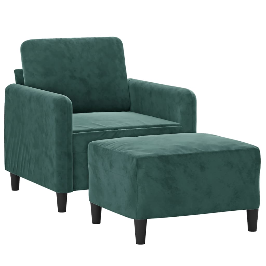 Poltroncina con Poggiapiedi Verde Scuro 60 cm in Vellutocod mxl 96788