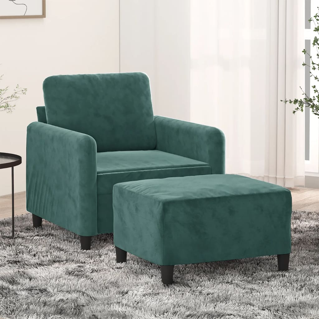 Poltroncina con Poggiapiedi Verde Scuro 60 cm in Vellutocod mxl 96788