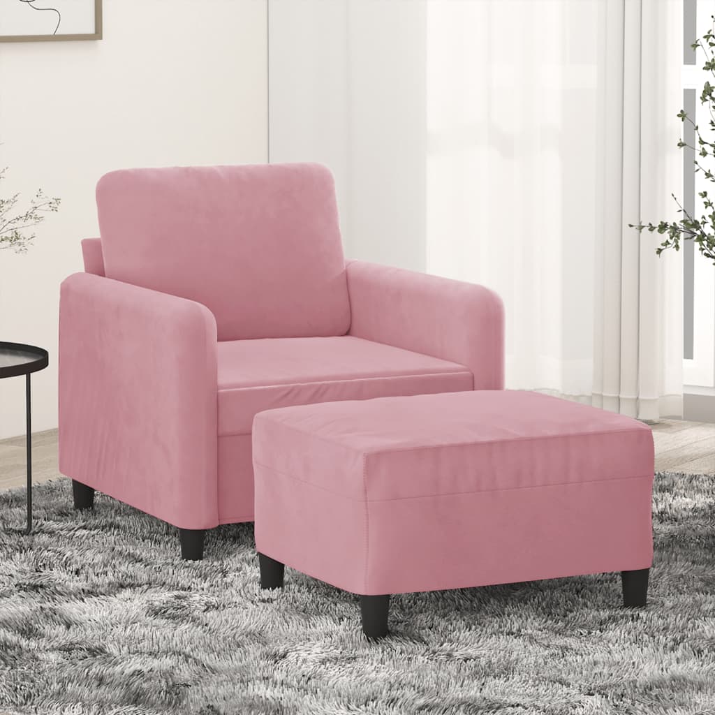 Poltrona con Poggiapiedi Rosa 60 cm Vellutocod mxl 79019