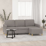 Divano a 3 Posti con Poggiapiedi Tortora 180 cm in Tessutocod mxl 72795