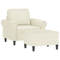 Poltrona con Poggiapiedi Crema 60 cm in Velluto