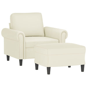 Poltrona con Poggiapiedi Crema 60 cm in Velluto