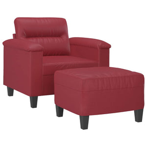 Poltrona con Poggiapiedi Rosso Vino 60 cm in Similpellecod mxl 72801