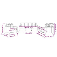 Set di Divani 3 pz con Cuscini Giallo Chiaro in Tessuto 3201247
