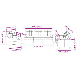 Set Divani 3 pz con Cuscini Grigio Chiaro in Tessuto 3201258