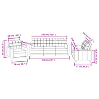 Set Divani 3 pz con Cuscini Grigio Chiaro in Tessuto