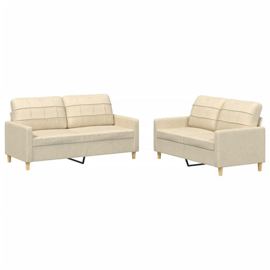 Set di Divani 2 pz con Cuscini Crema in Tessutocod mxl 107040