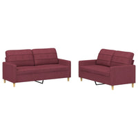Set di Divani 2 pz con Cuscini Rosso Vino in Tessutocod mxl 83101