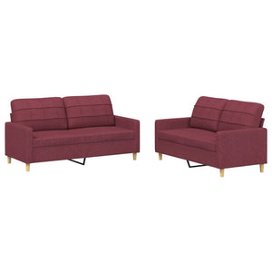 Set di Divani 2 pz con Cuscini Rosso Vino in Tessutocod mxl 83101