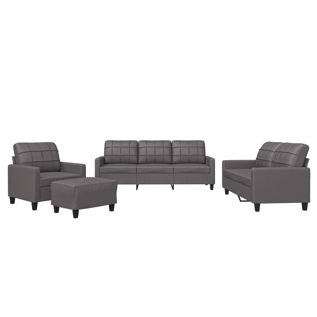 Set di Divani 4 pz con Cuscini Grigio in Similpelle 3201345