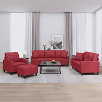 vidaXL Set di Divani 4 pz con Cuscini Rosso Vino in Similpelle