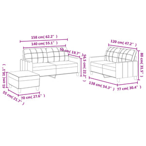 Set di Divani 3 pz con Cuscini cappuccino in Similpelle 3201367