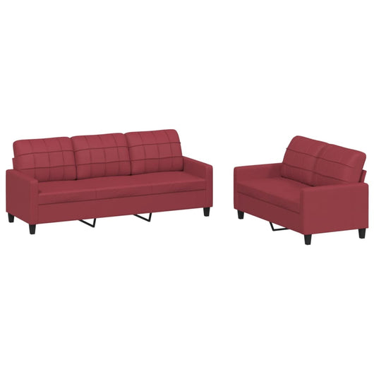 Set di Divani 2 pz con Cuscini Rosso Vino in Similpellecod mxl 131031