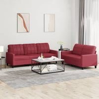 Set di Divani 2 pz con Cuscini Rosso Vino in Similpellecod mxl 131031