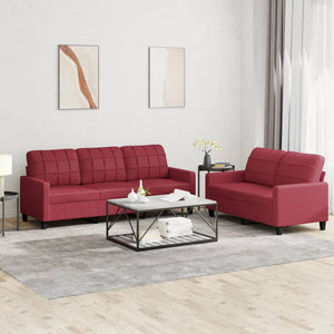 Set di Divani 2 pz con Cuscini Rosso Vino in Similpellecod mxl 131031