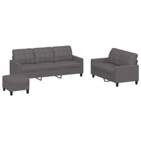 Set di Divani 3 pz con Cuscini Grigio in Similpelle 3201385