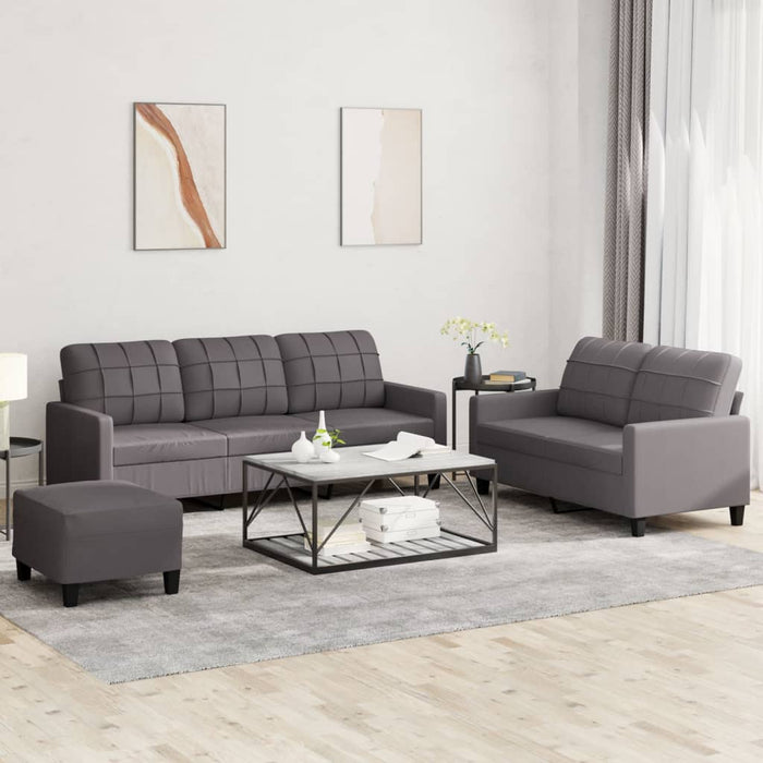 Set di Divani 3 pz con Cuscini Grigio in Similpelle 3201385