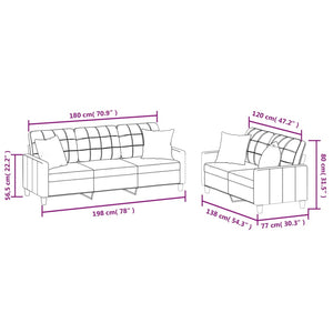 Set di Divani 2 pz con Cuscini Rosso Vino in Similpelle 3201391