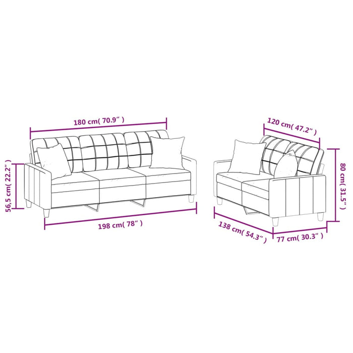 Set di Divani 2 pz con Cuscini Rosso Vino in Similpelle 3201391