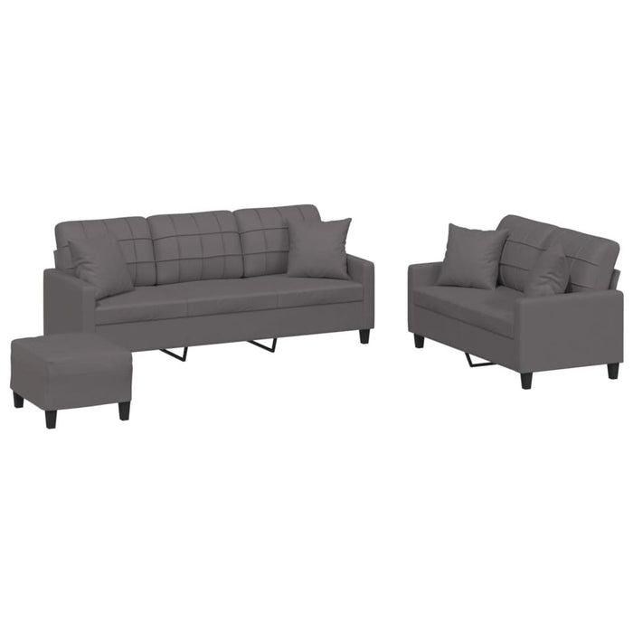 Set di Divani 3 pz con Cuscini Grigio in Similpellecod mxl 130776