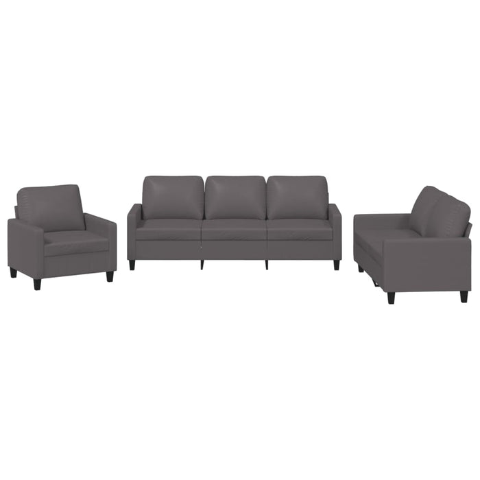 Set di Divani 3 pz con Cuscini Grigio in Similpellecod mxl 107597