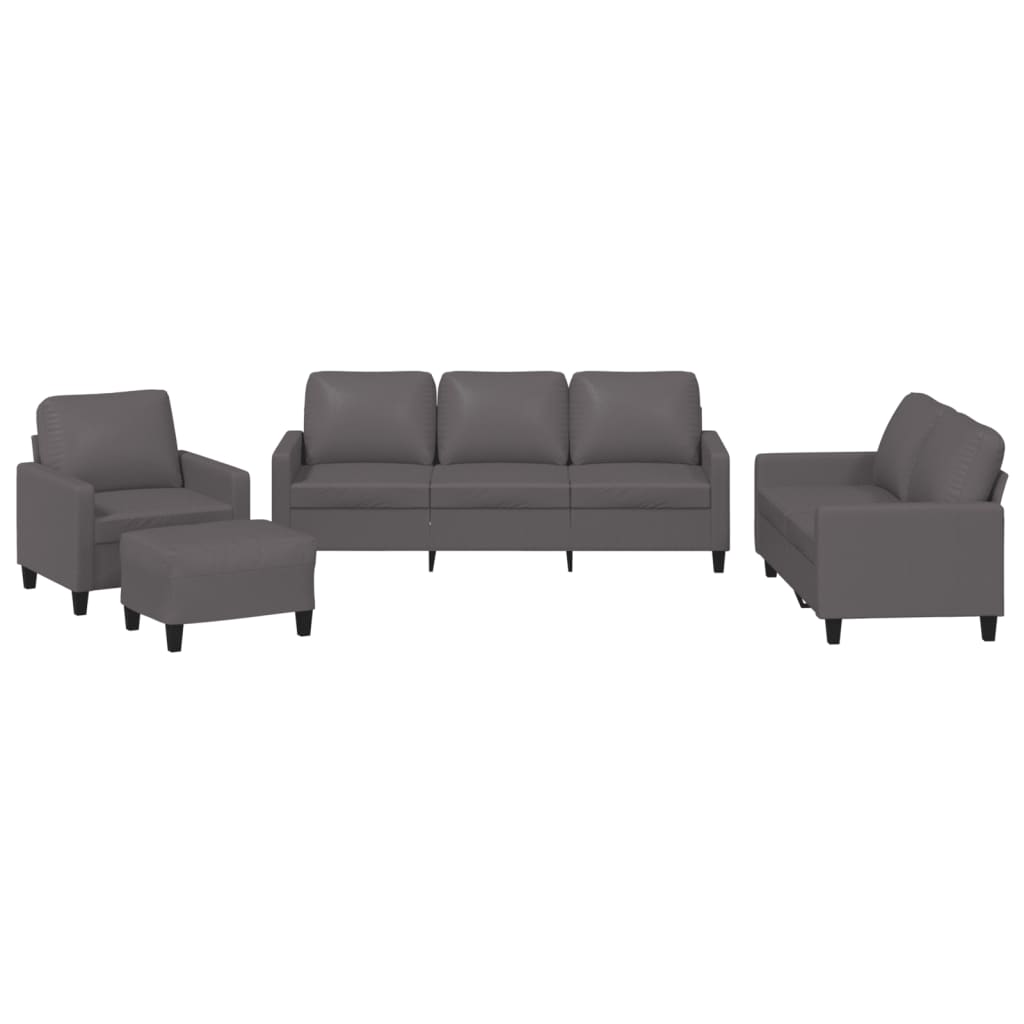 Set di Divani 4 pz con Cuscini Grigio in Similpelle 3201405