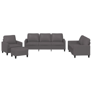 Set di Divani 4 pz con Cuscini Grigio in Similpelle 3201405