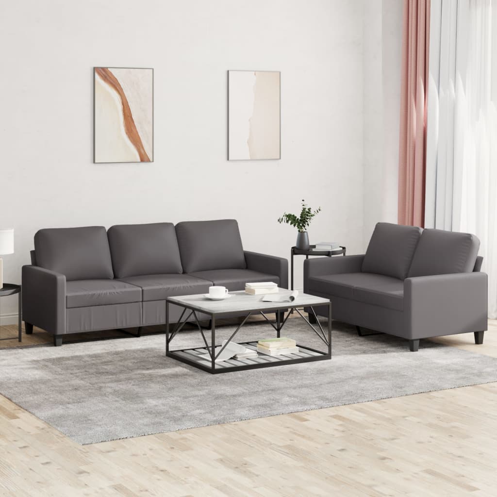 Set di Divani 2 pz con Cuscini Grigio in Similpellecod mxl 82306